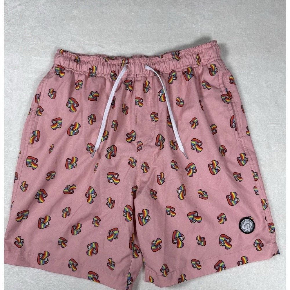 Brooklyn Cloth Kent Ave Pink Rainbow Mushroom Swim Trunks Shorts Mens M‎
